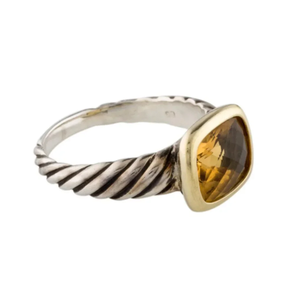 David Yurman Two-Tone Citrine Albion Ring 7 - Picture 3 of 7